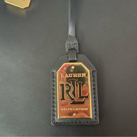 Lauren Ralph Lauren Large Black Leather Expandable Shoulder Purse - Picture 8 of 8